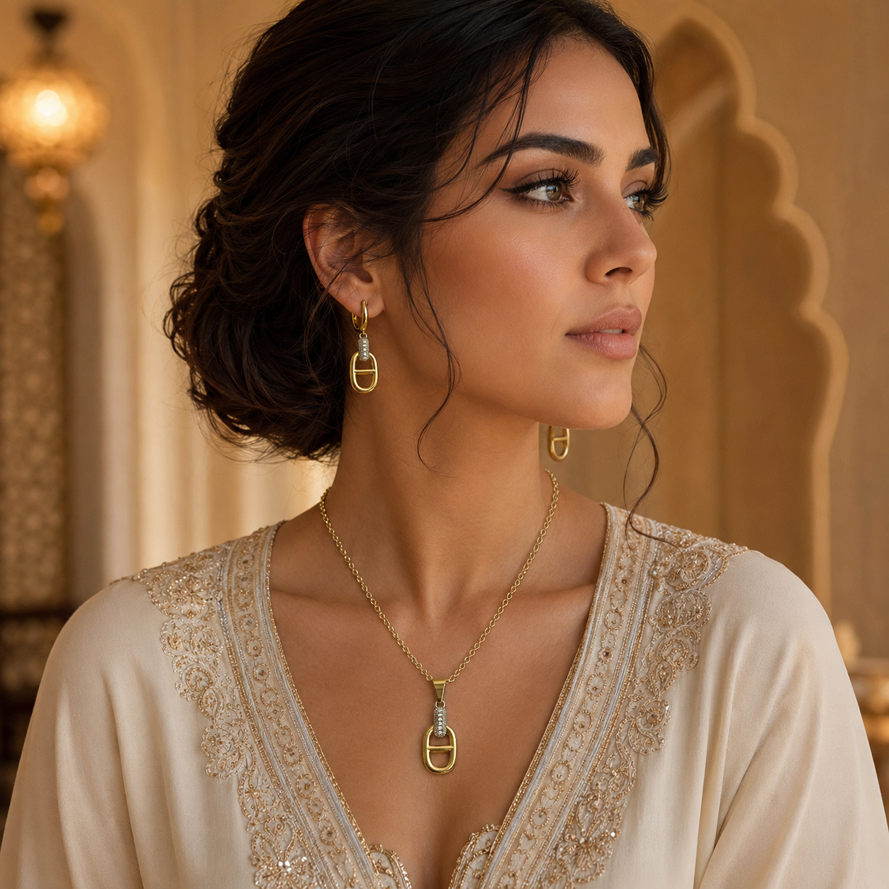 Abuda Mariam Two Tone Link Gold Jewelry Set image 3