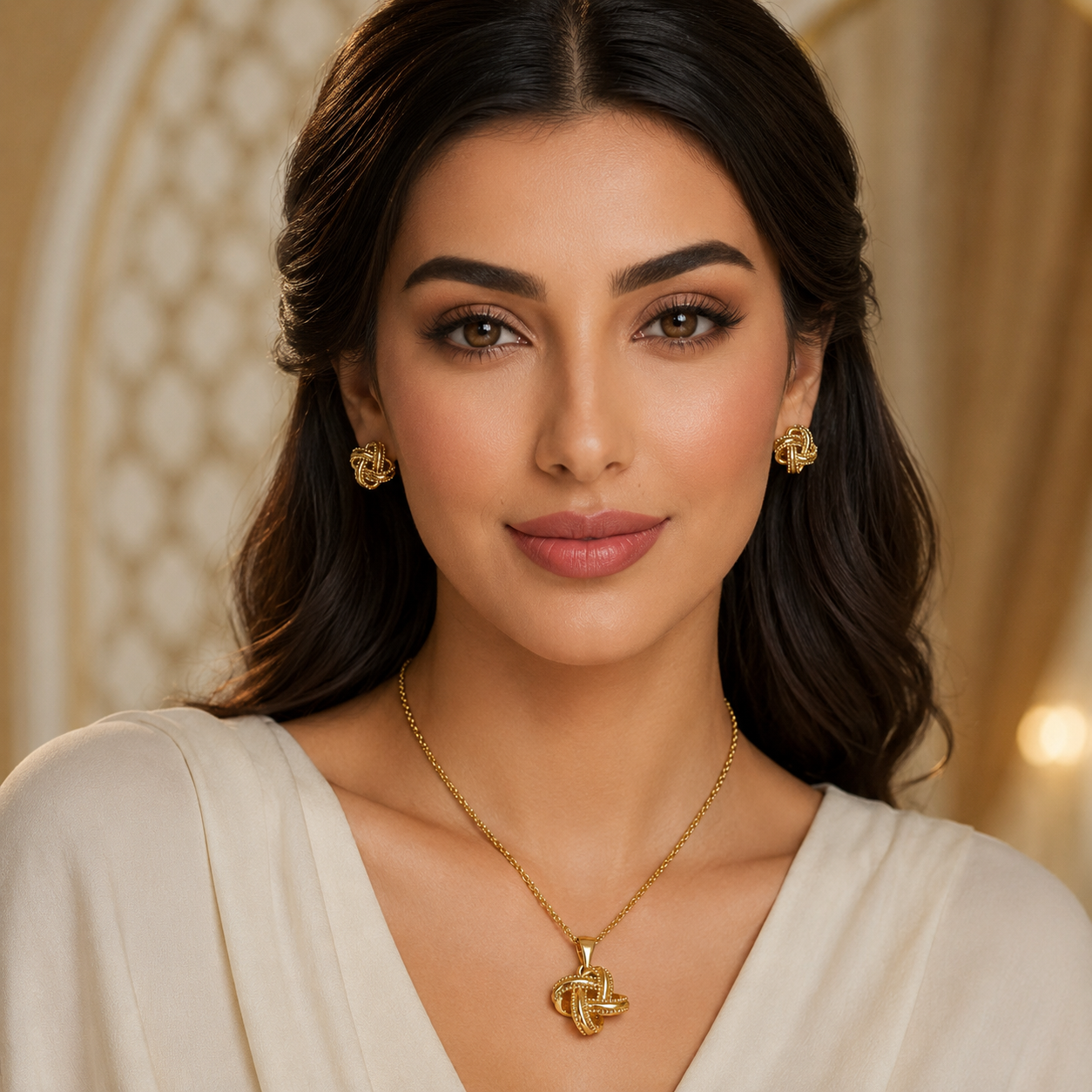 Abuda Noura Twisted Knot Gold Jewelry Set image 3