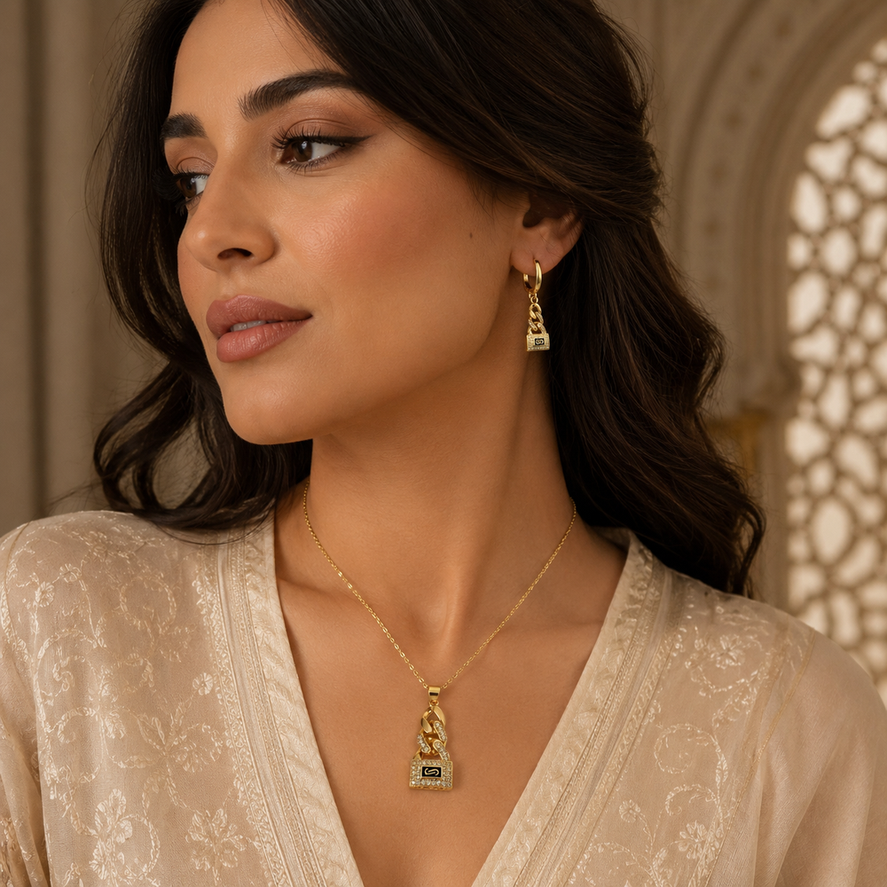 Abuda Salma Lock Charm Gold Jewelry Set image 3