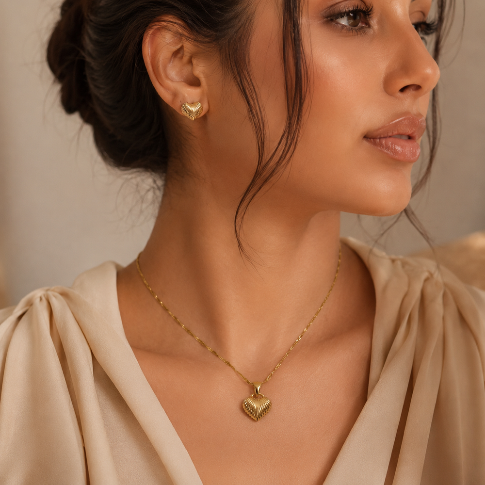 Abuda Mira Heart Locket Gold Jewelry Set image 3