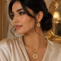 Abuda Selma Crystal Halo Gold Jewelry Set image 3