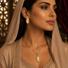 Abuda Yasmina Leaf Marquise Gold Jewelry Set image 3
