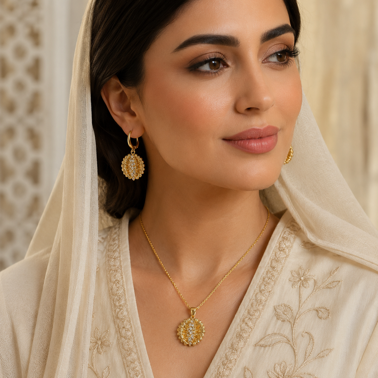 Abuda Amal Braided Oval Gold Jewelry Set image 3
