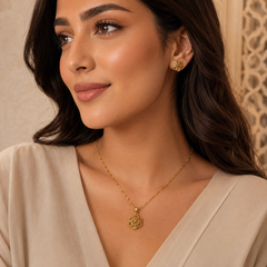 Abuda Jamila Sunflower Medallion Gold Jewelry Set image 3