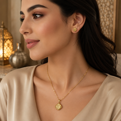 Abuda Rania Ripple Disc Gold Jewelry Set image 3