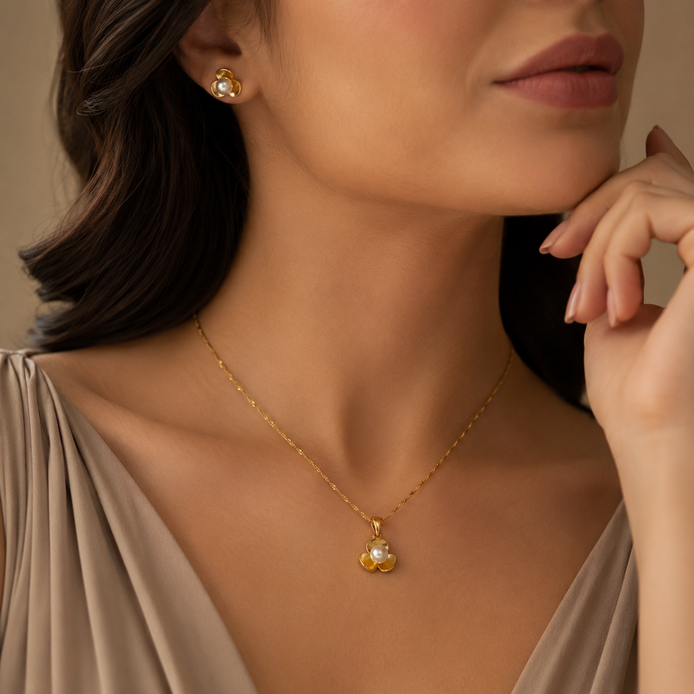 Abuda Hana Pearl Blossom Gold Jewelry Set image 3