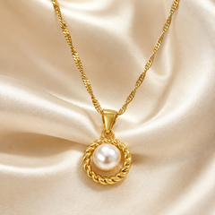 Abuda Maysoon Pearl Circle Gold Jewelry Set image 4
