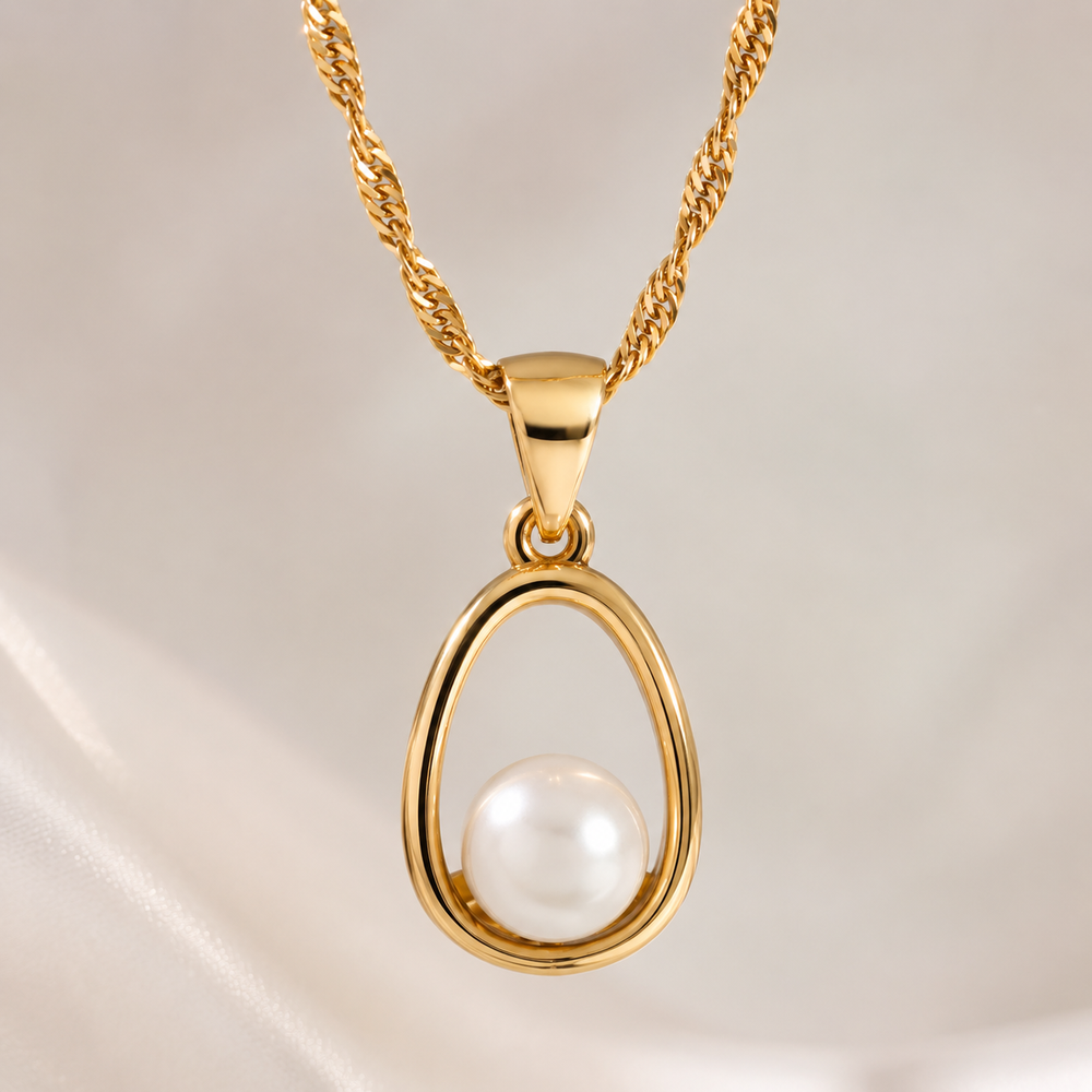Abuda Laila Pearl Halo Gold Jewelry Set image 4
