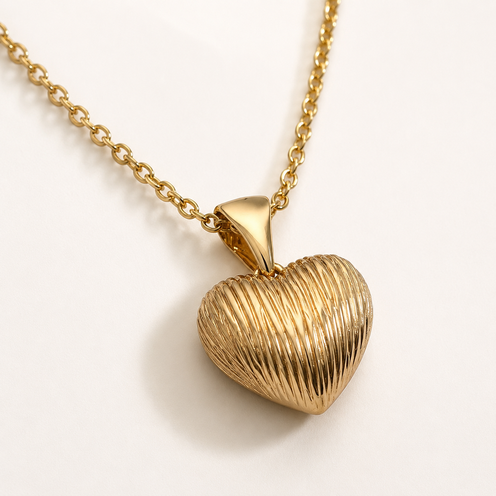 Abuda Soraya Ribbed Heart Gold Jewelry Set image 4