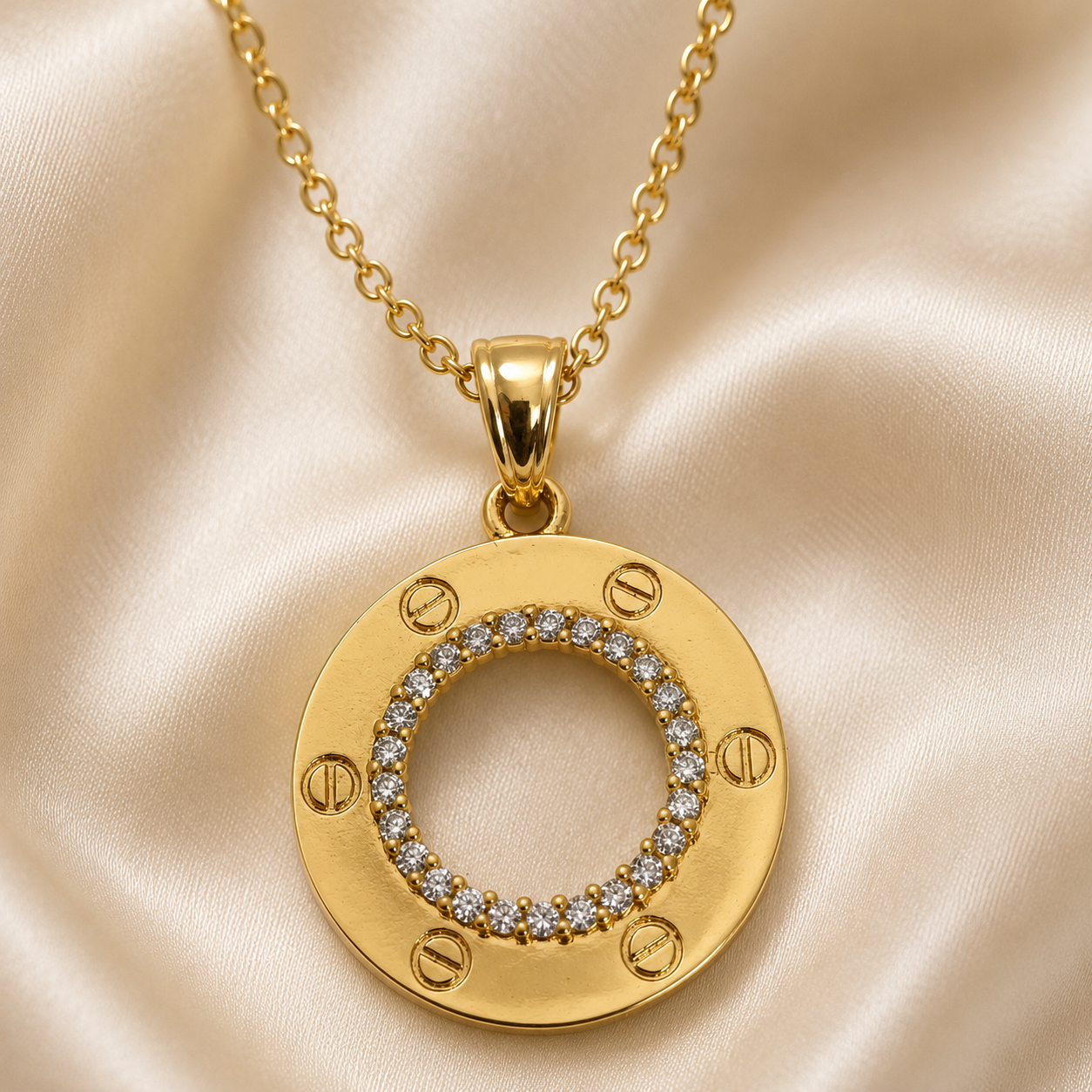 Abuda Selma Crystal Halo Gold Jewelry Set image 4