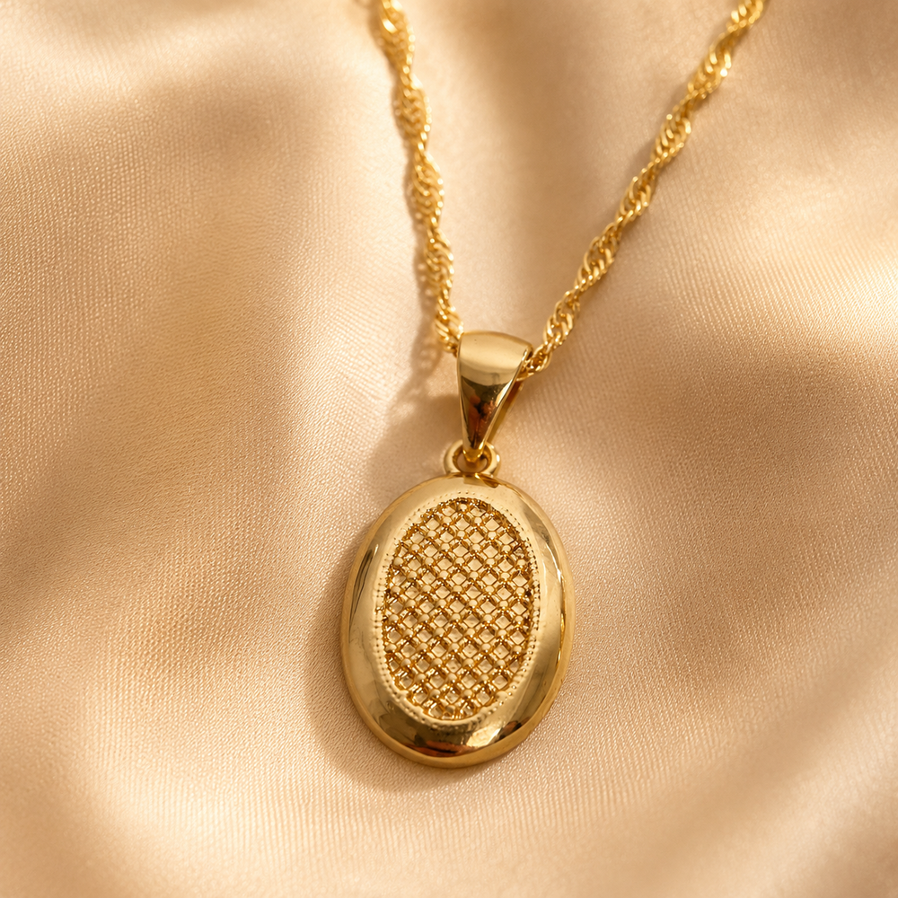 Abuda Karima Mesh Oval Gold Jewelry Set image 4