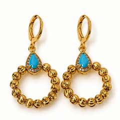Abuda Saba Turquoise Sun Hoop Gold Jewelry Set image 4