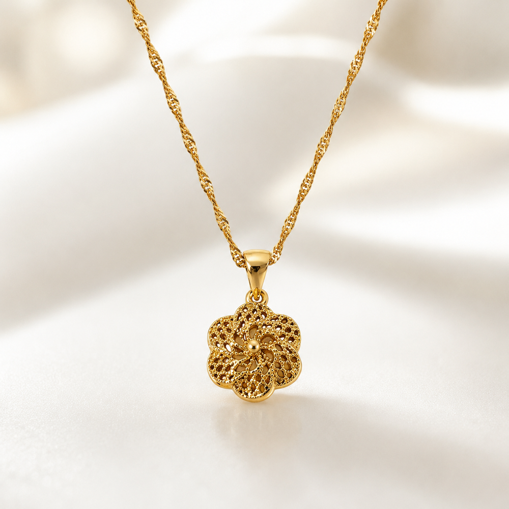 Abuda Jamila Sunflower Medallion Gold Jewelry Set image 5