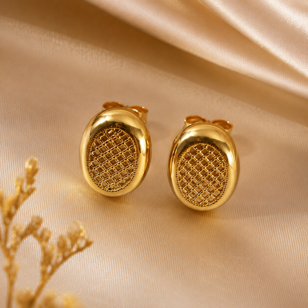 Abuda Karima Mesh Oval Gold Jewelry Set image 5