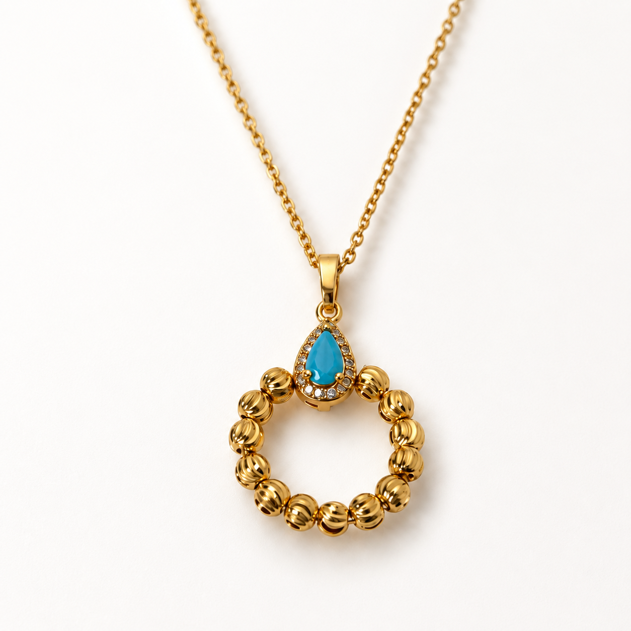 Abuda Saba Turquoise Sun Hoop Gold Jewelry Set image 5