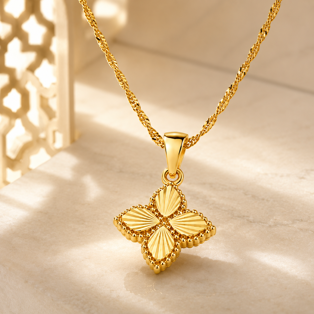 Abuda Zahra Clover Bloom Gold Jewelry Set image 5