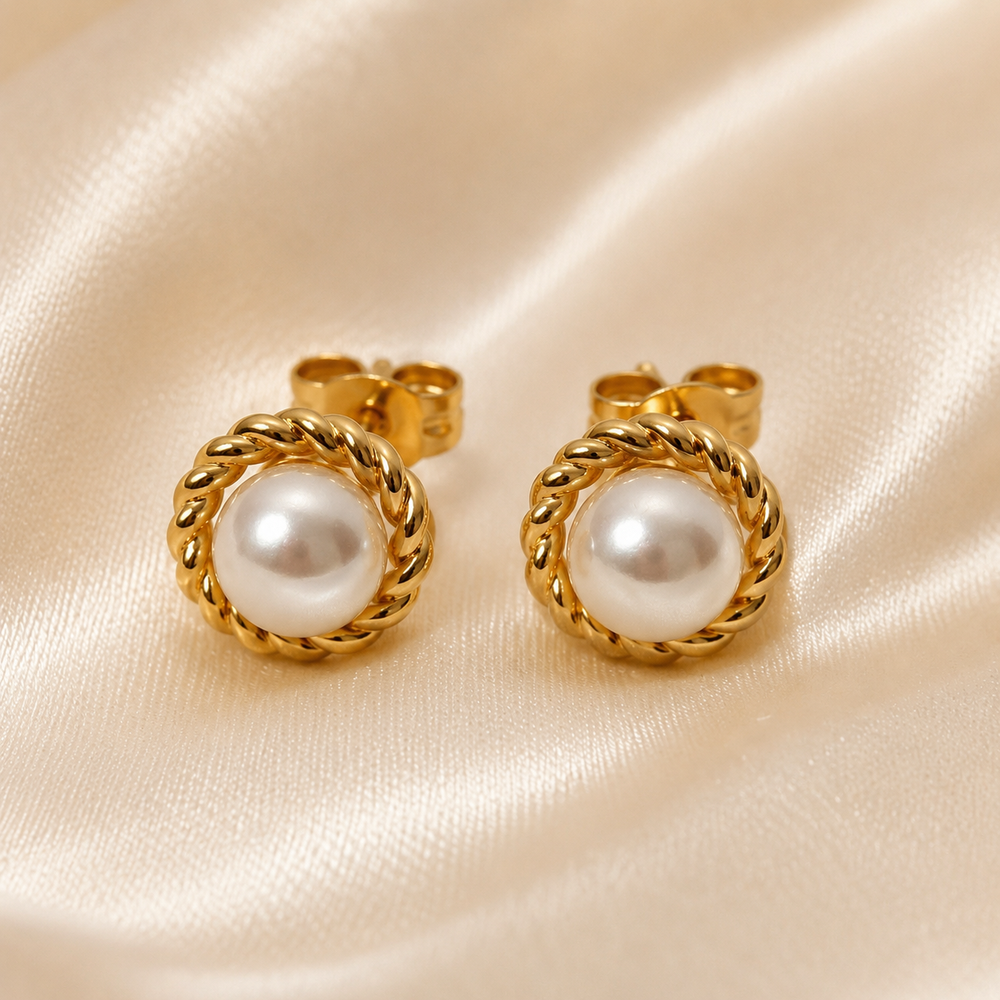 Abuda Maysoon Pearl Circle Gold Jewelry Set image 5